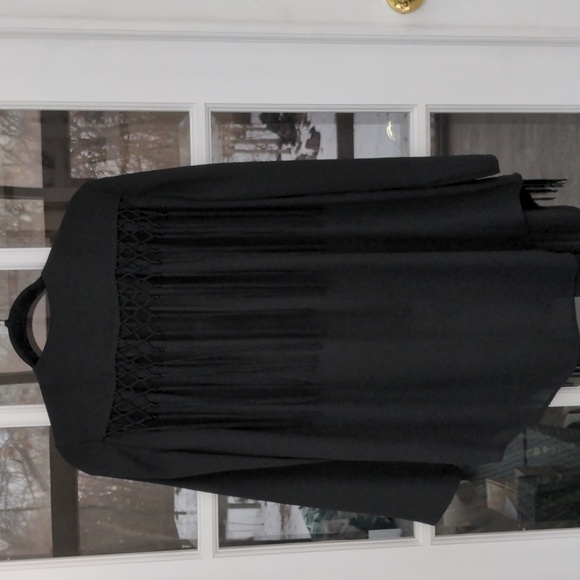 Chico's black semi sheer fringes kimono Size S - Picture 4 of 8